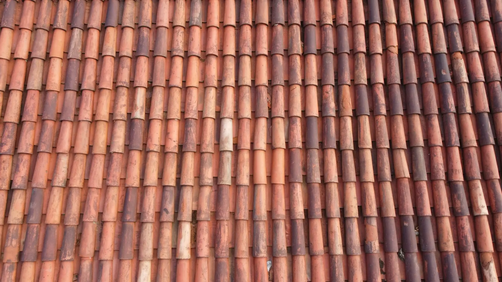 Toiture en tuiles rouges vue de près